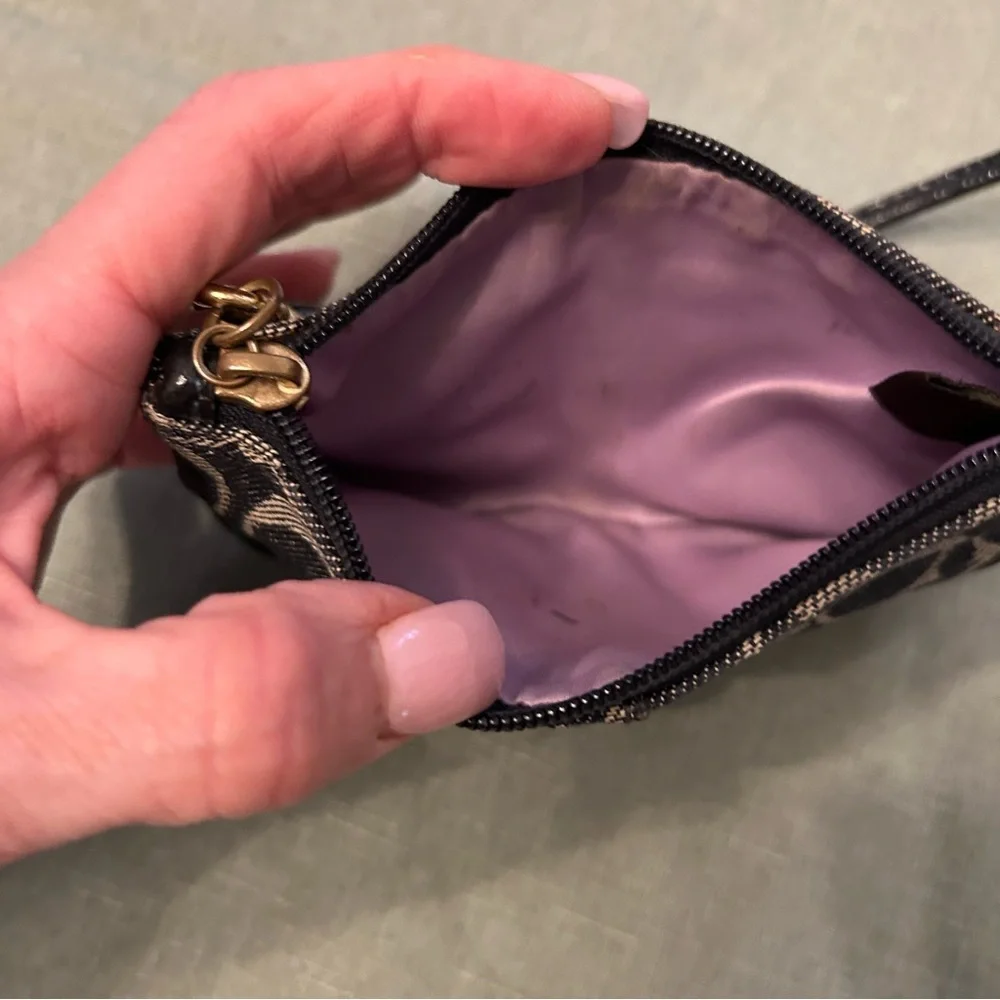 Coach Navy and Gray Signature Wristlet